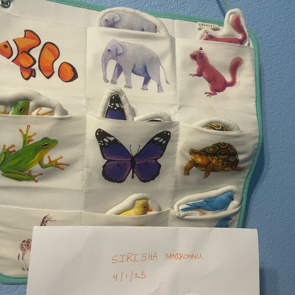 Lovevery organic cotton critter pocket and animals